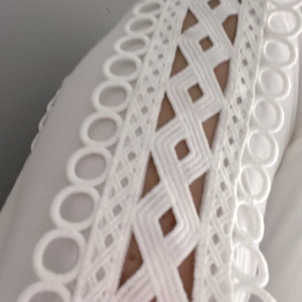 F21 Forever 21 Crochet Woven Lace Cutout Ivory White Blouse Womens L Large 8 - Picture 7 of 17